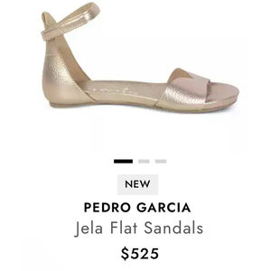 Pedro Garcia Jela Gold Flat Sandals 7.5 NWT